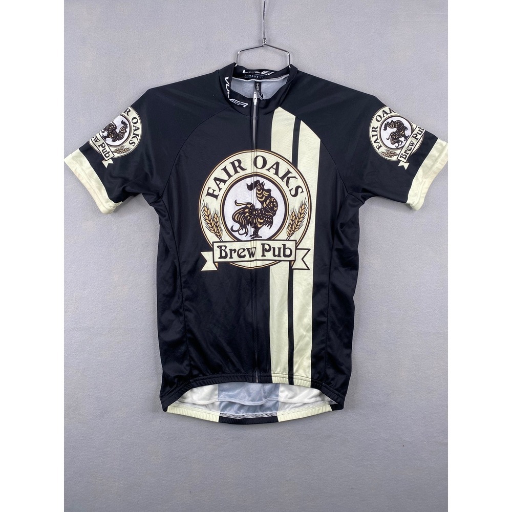 Voler Fair Oaks Brew Pub Cycling Jersey Mens Medium Black Cream Full Zip USA